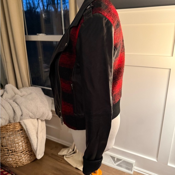 PAIGE Red and Black Leather Jacket - Picture 4 of 5